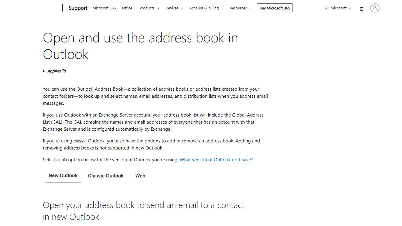 Open and use the address book in Outlook - Microsoft Support
